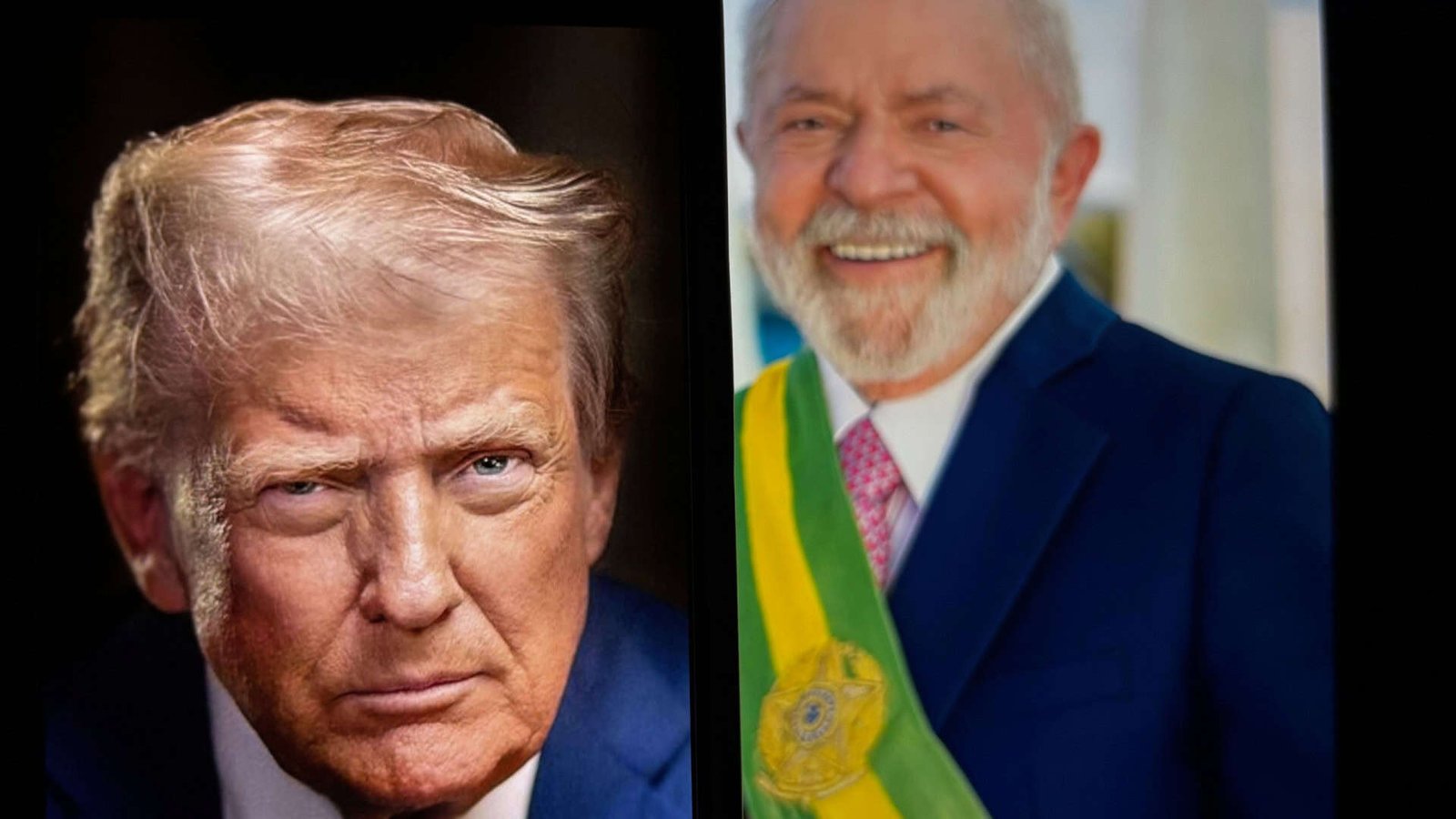 Fotos de Donald Trump e Lula lado a lado