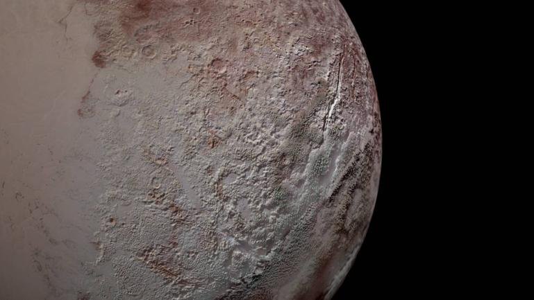 A sonda New Horizon coletou imagens das rugosidades de Plutão quando se aproximou do planeta anão em 2015.