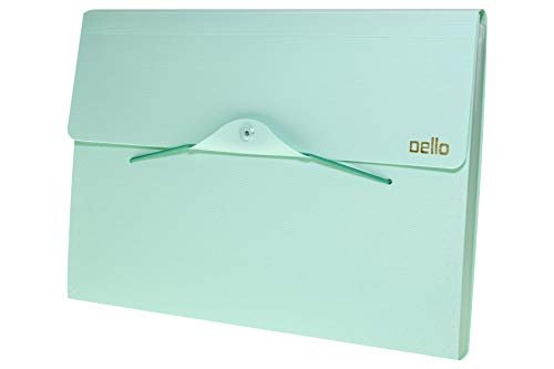 Pasta sanfonada A4 com 12 divisórias Linho serena Verde pastel 6096.vp Dello