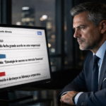 Executivo analisa resultados de busca no Google com matérias publicadas em grandes portais de notícias, refletindo validação e autoridade profissional