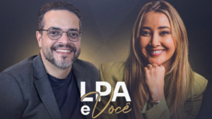 Tucco e Lilian Primo Albuquerque durante gravação do Programa LPA, em episódio sobre reputação, autoridade e comunicação estratégica.
